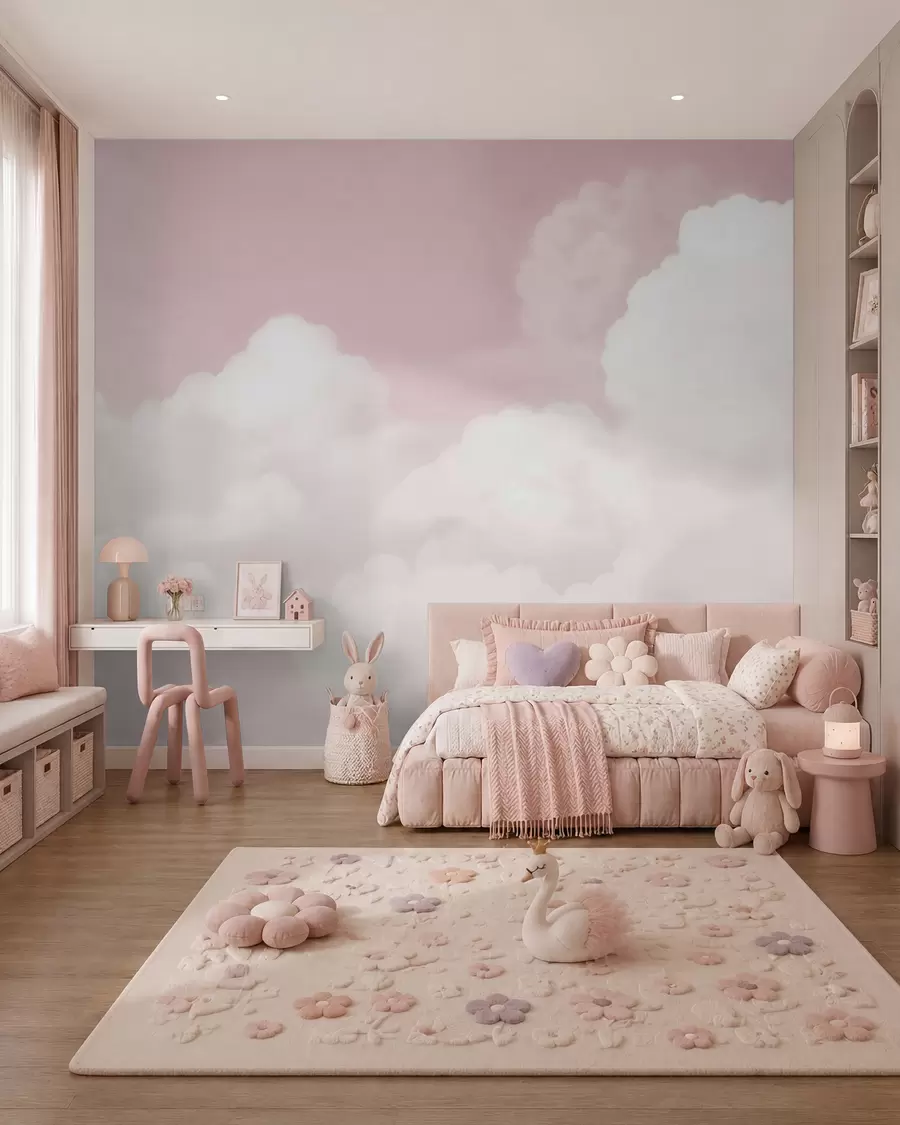 murales Cielo y nubes rosas w03301