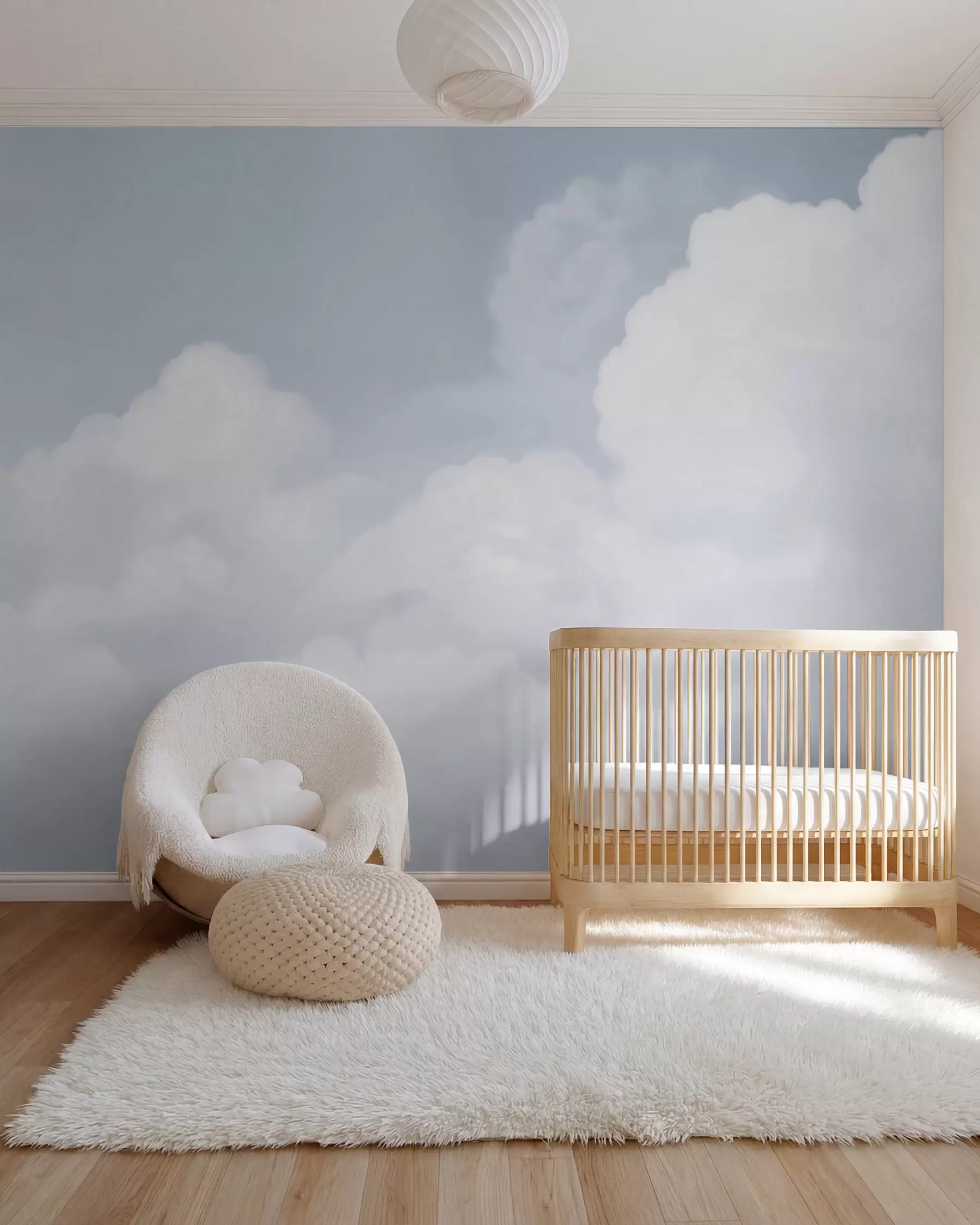 Wall Mural Photo Wallpaper Clouds in Powder Blue w03301v1