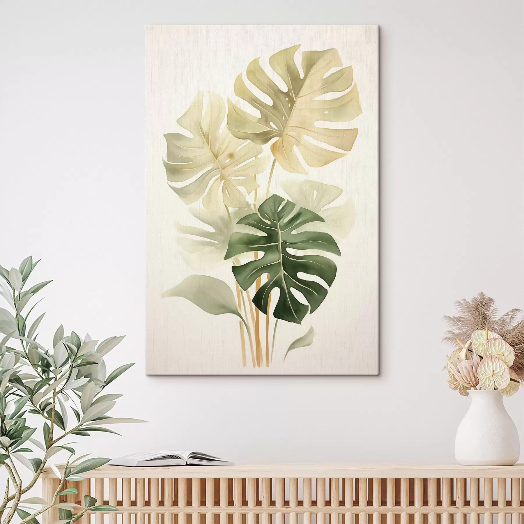 murales Hojas de Monstera, imitación de acuarela s43209