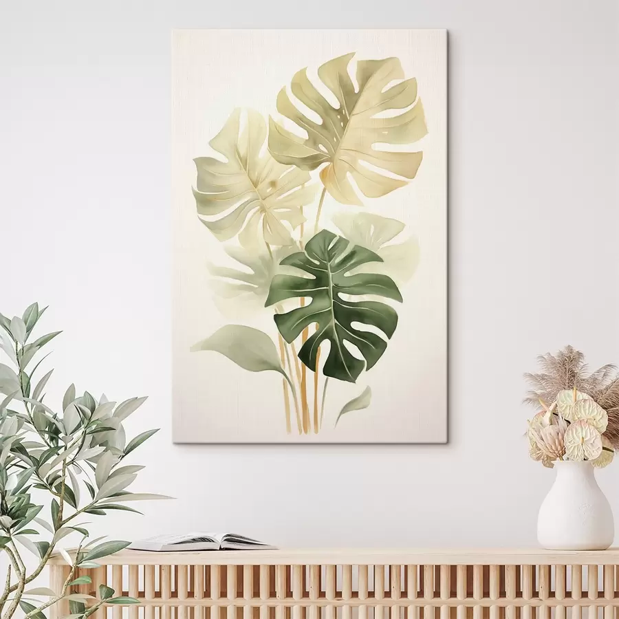 wall murals Monstera leaves, imitation of watercolor s43209