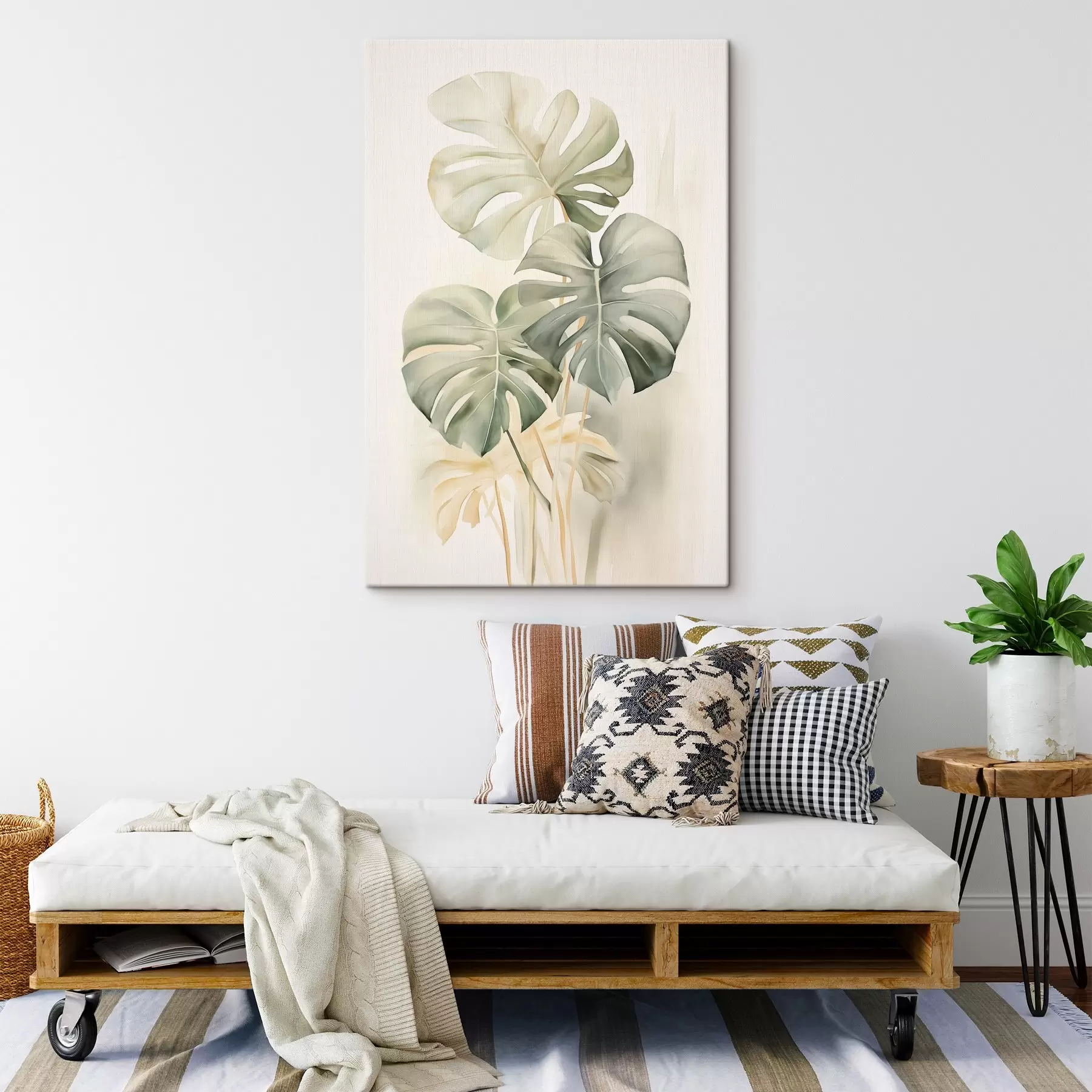 wall murals Monstera leaves in watercolor technique s43210
