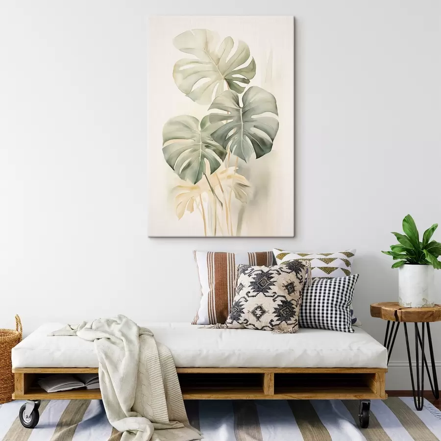 wall murals Monstera leaves in watercolor technique s43210