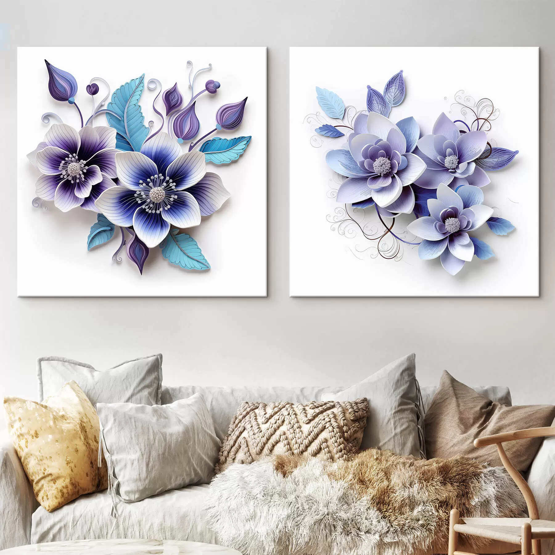 wall murals Abstract blue flowers m00426