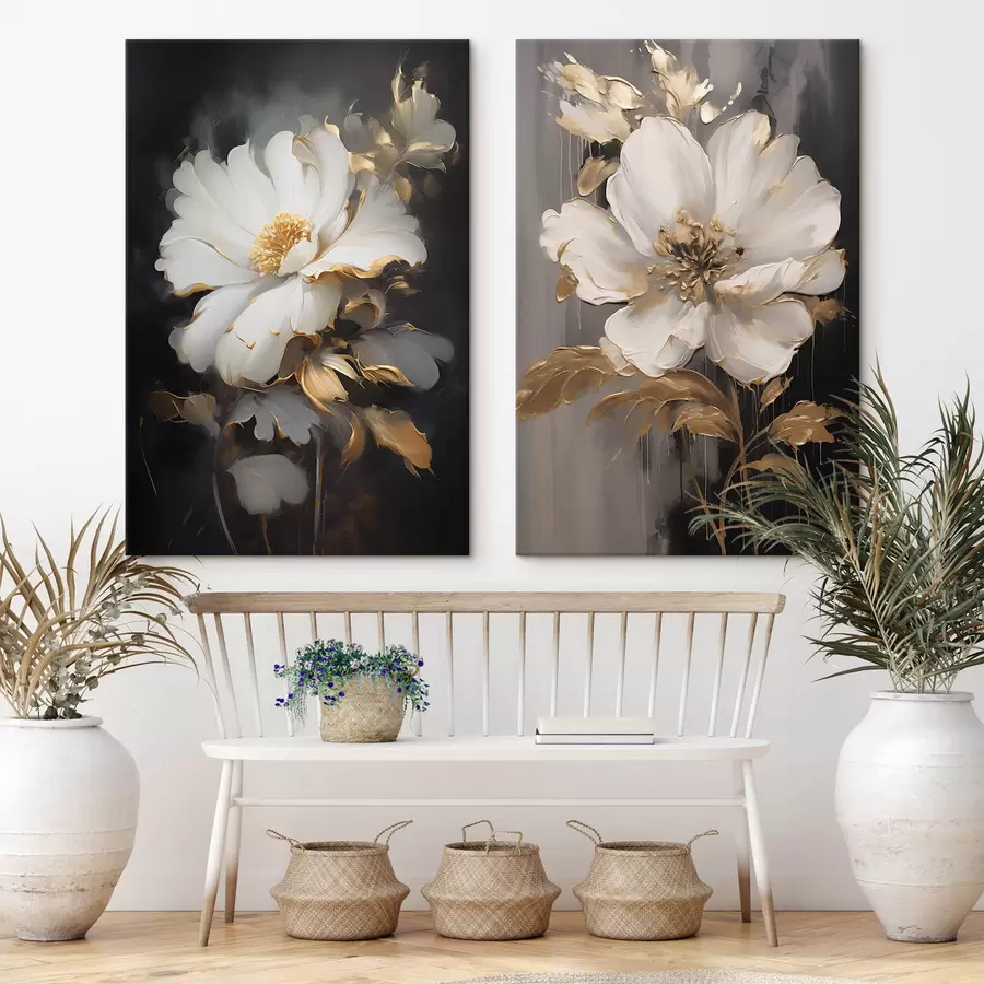 wall murals Beautiful flowers on a dark background m00428