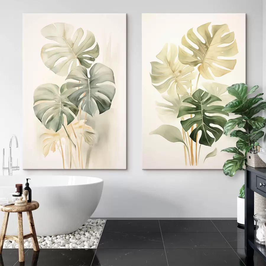 wall murals Monstera leaves, tropical leaves m00429