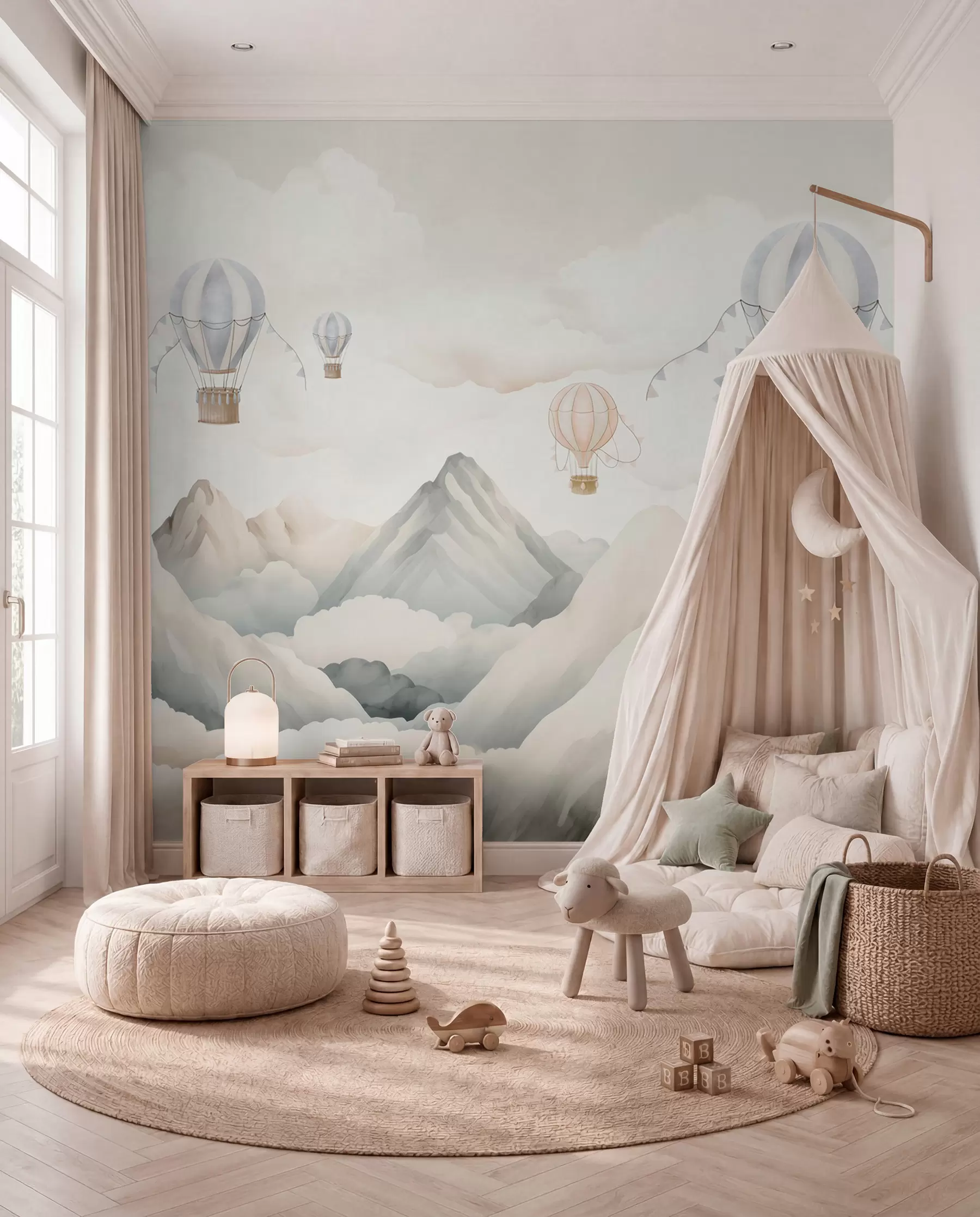 Wall Mural Photo Wallpaper Balloons over Mountains w08853