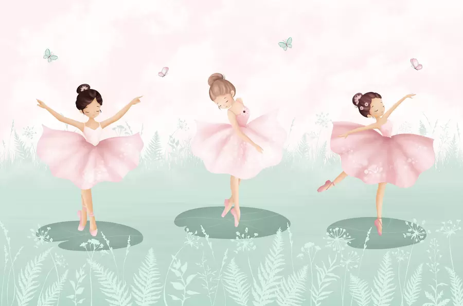 Wall Mural Photo Wallpaper Landscape with dancing ballerinas w03168v2