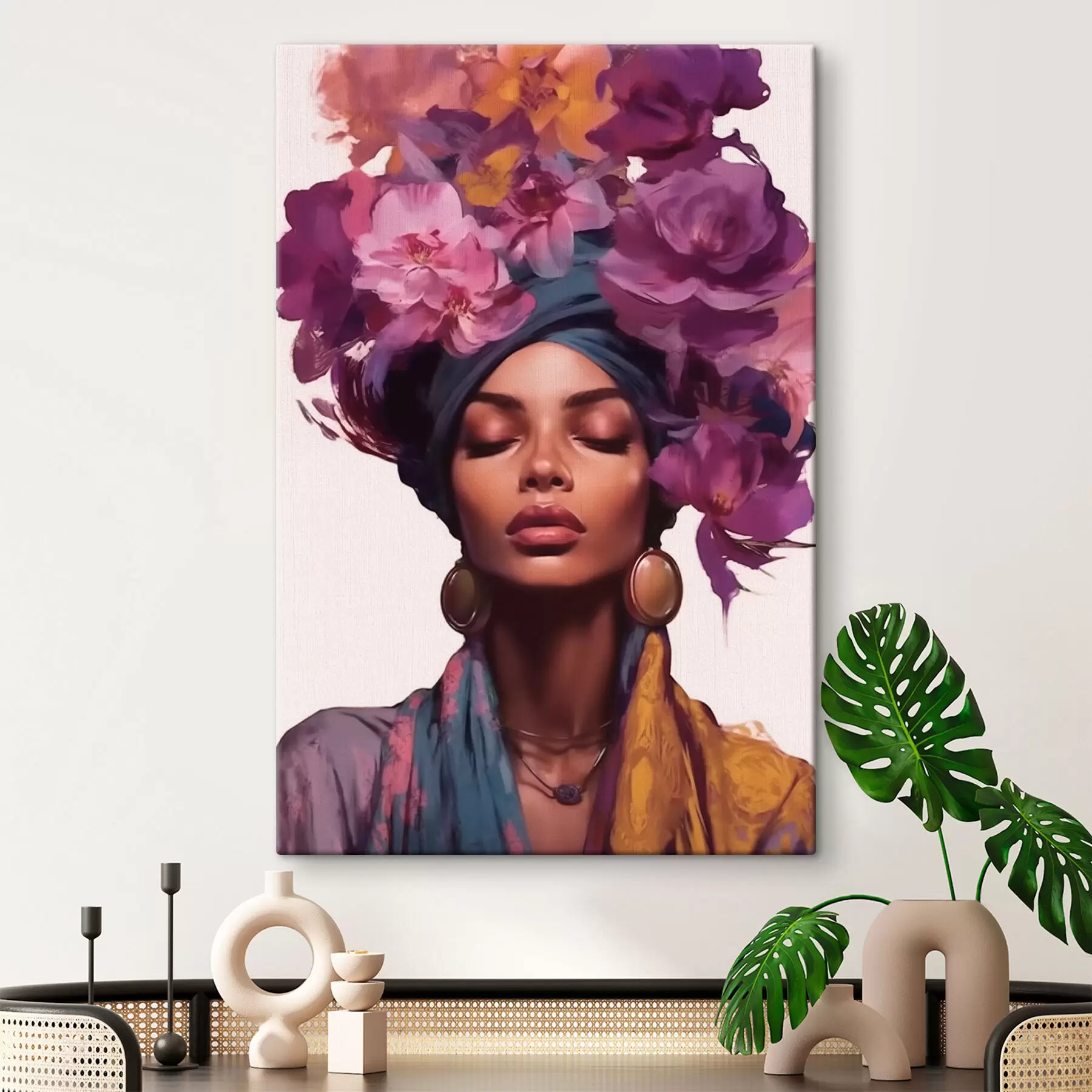 wall murals Beautiful woman with flowers s43040