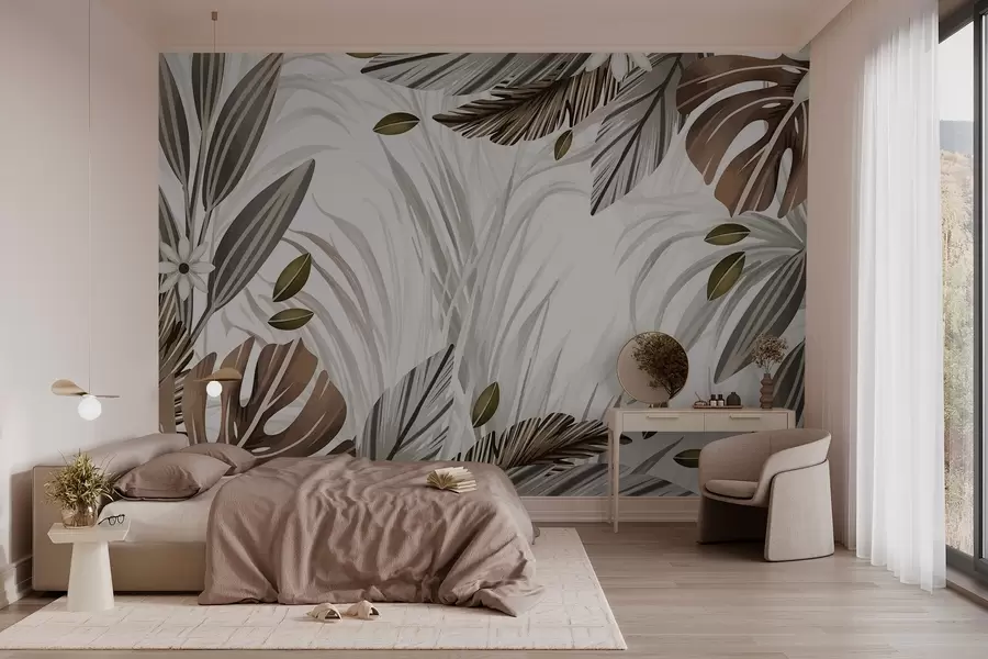 murales Vegetación tropical en tonos naturales w03261