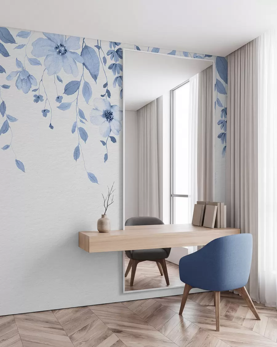 Wall Mural Photo Wallpaper Hanging watercolor flowers and leaves w03315v3