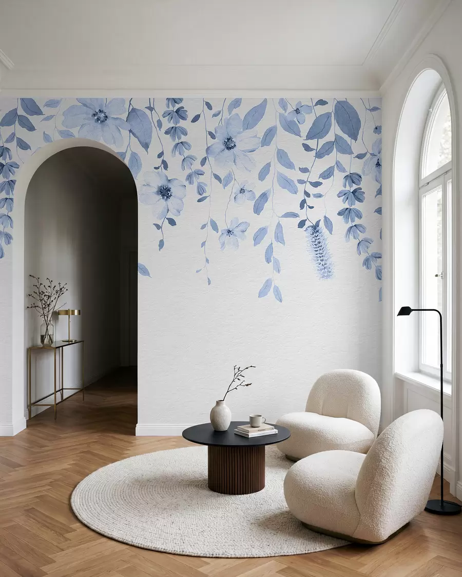 Wall Mural Photo Wallpaper Hanging watercolor flowers and leaves w03315v3
