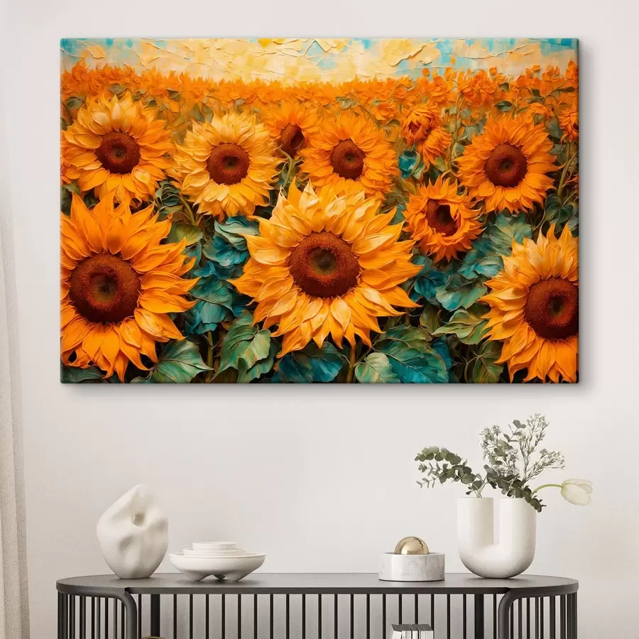 murales Campo de girasoles en estilo de pintura acrílica s43104