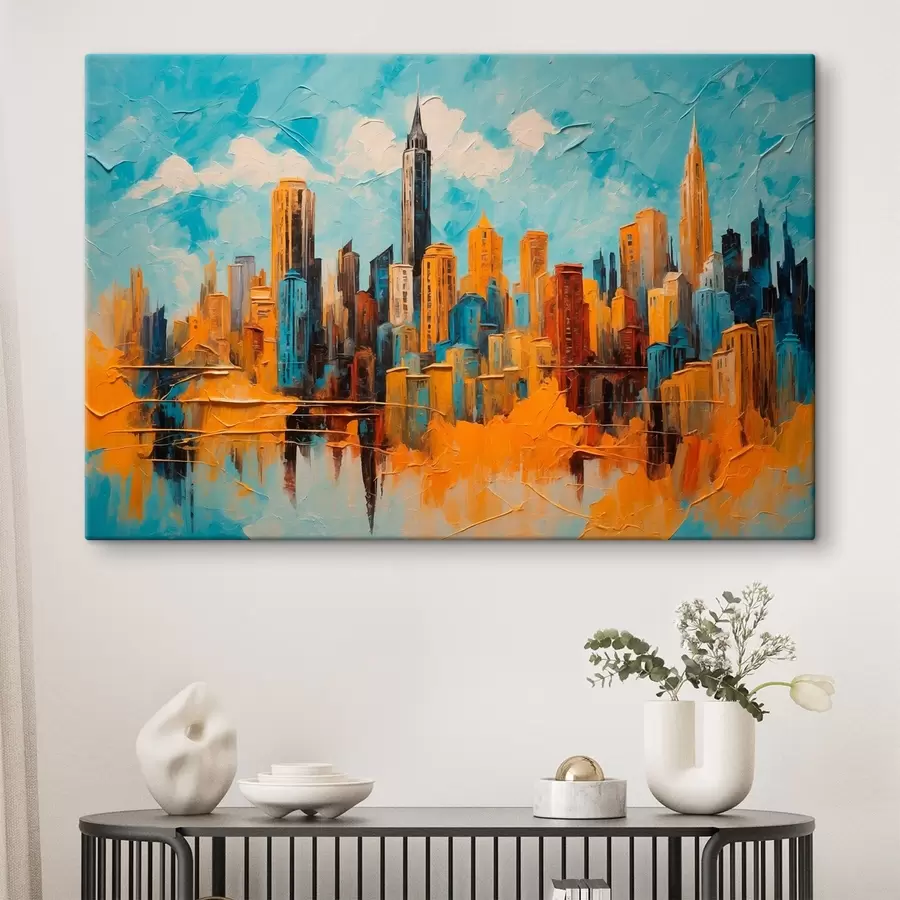 wall murals City in oil painting style s43108