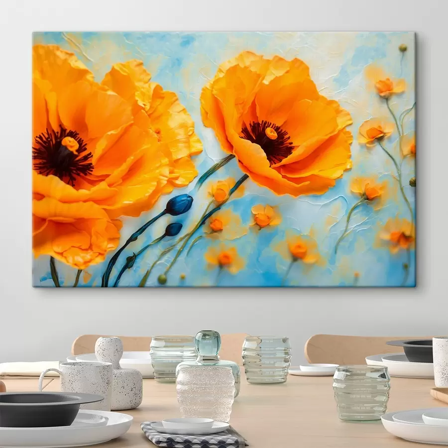 wall murals Yellow poppies on blurred background s43118