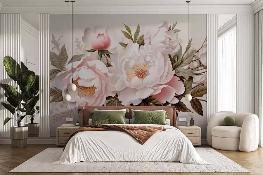 Wall Mural Photo Wallpaper Light pink buds on a pink background w08884