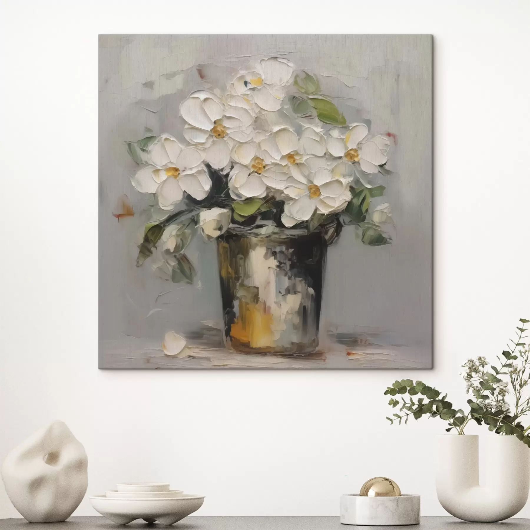 wall murals Flowers in a bucket imitation of painting s43228