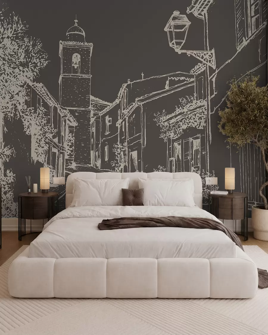 wall murals Village Sketchbook in Chalk w03345v2
