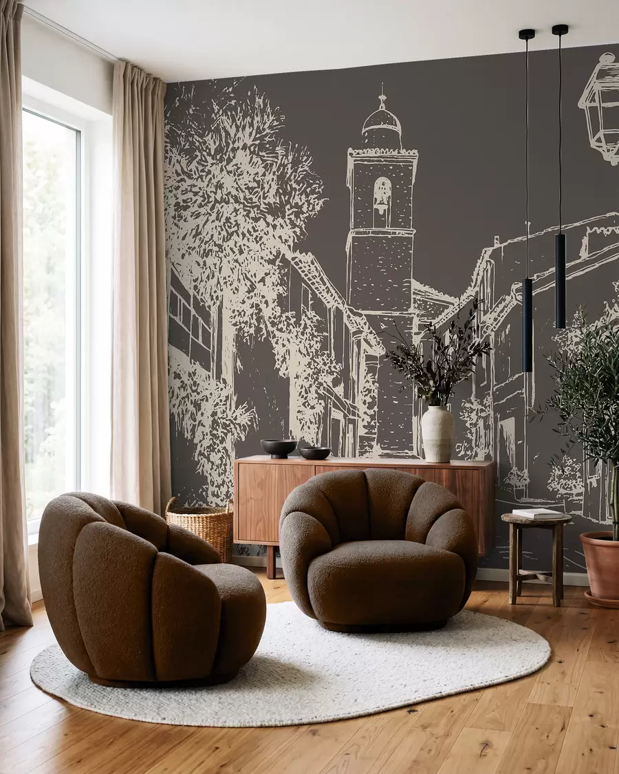 wall murals Village Sketchbook in Chalk w03345v2