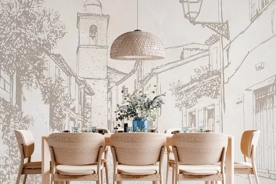 Wall Mural Photo Wallpaper City street, beautiful architecture, buildings, Mediterranean, beige colors w03346