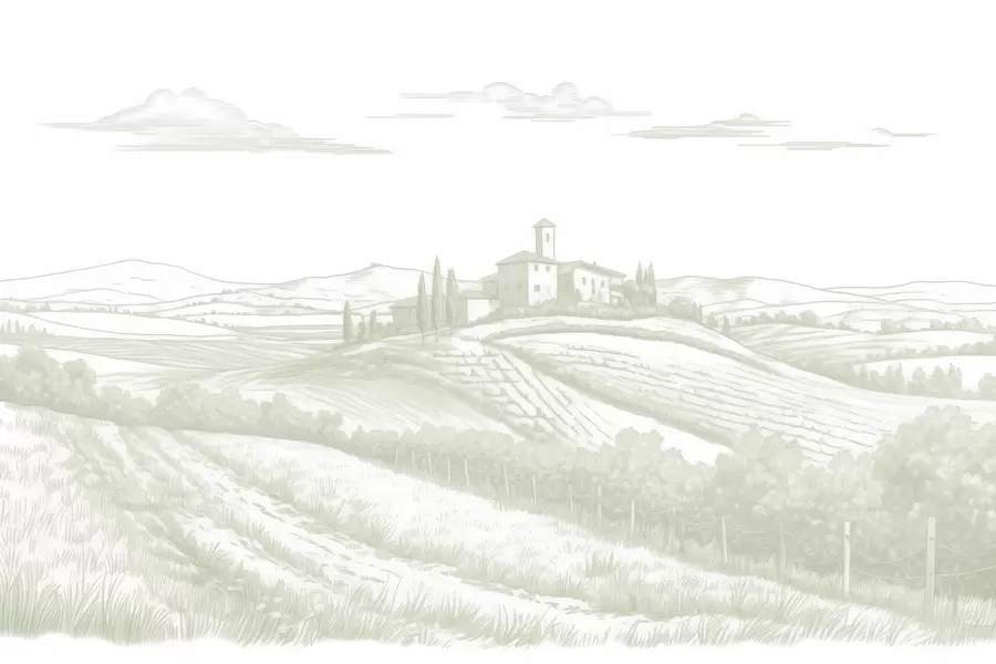 peintures murales Paysages de Toscane, Italie, vignobles, nature, vieux château, couleurs vertes w03349v2