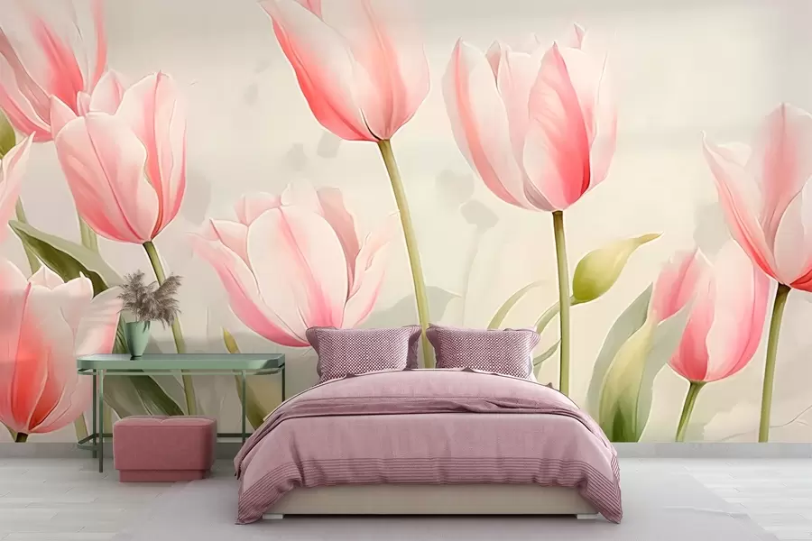 murales Delicados tulipanes rosas w03368