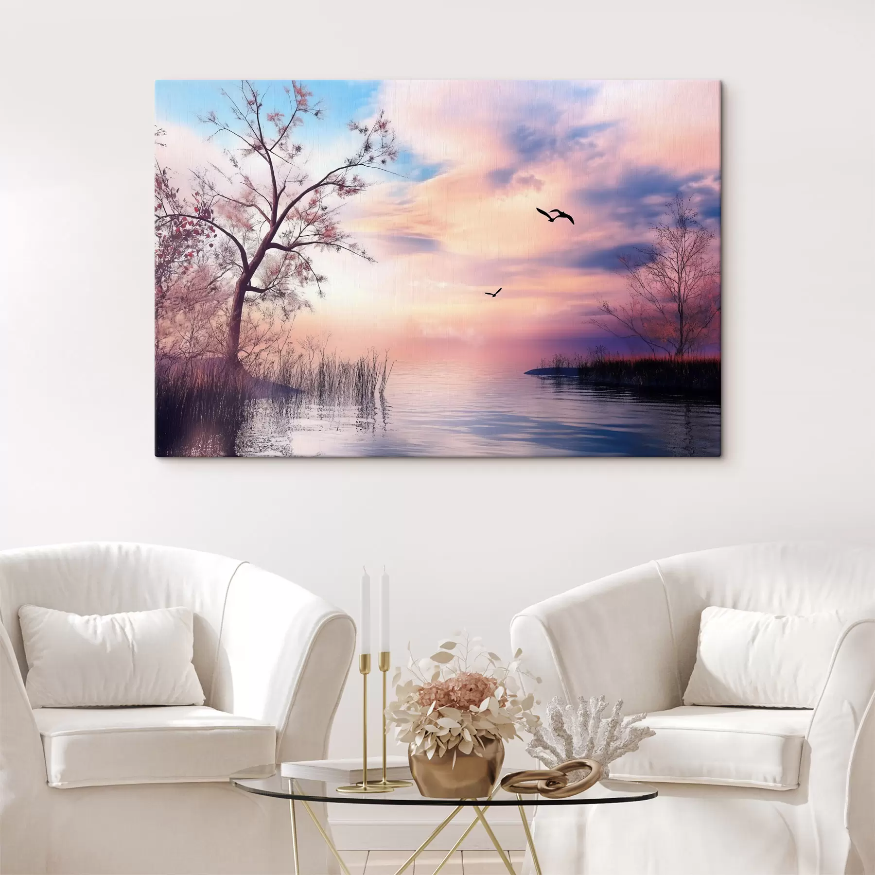wall murals Dawn on the lake s43287