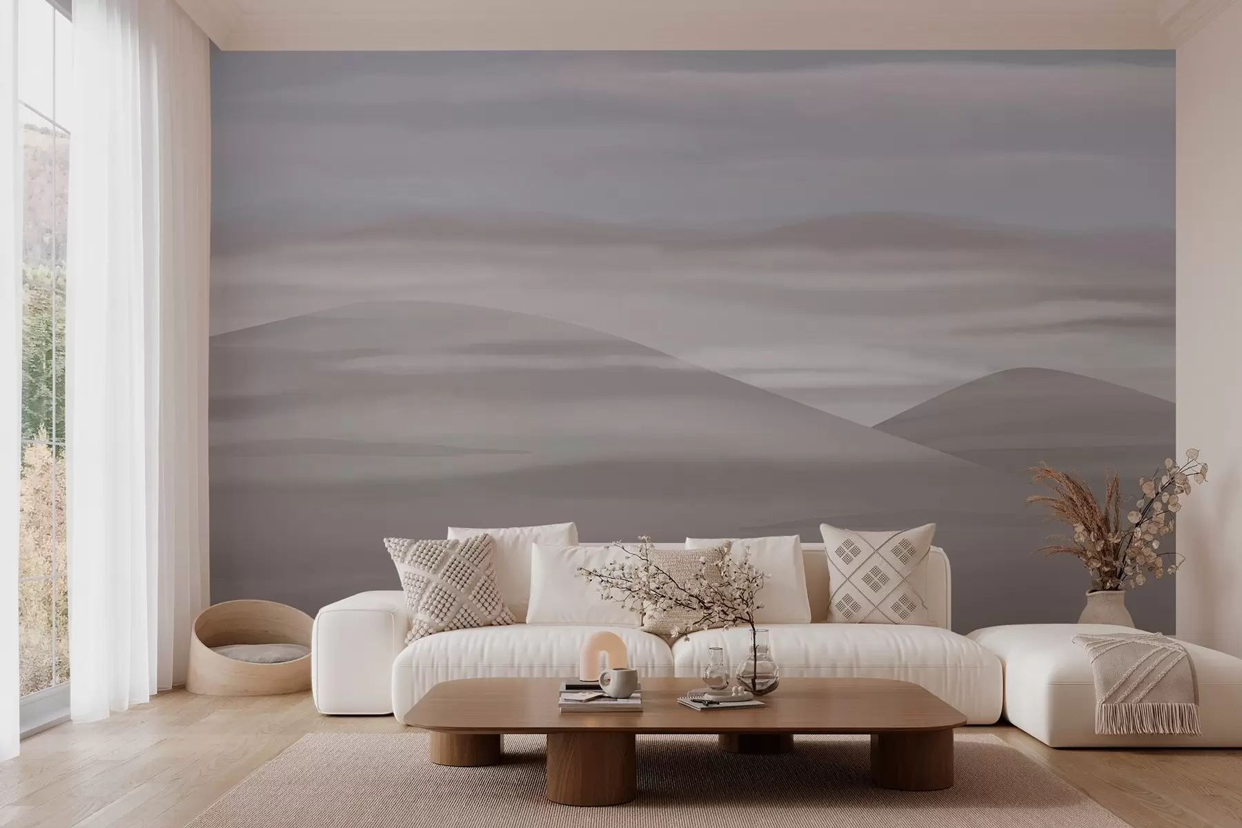 wall murals Hills and clouds, calm landscape w03288