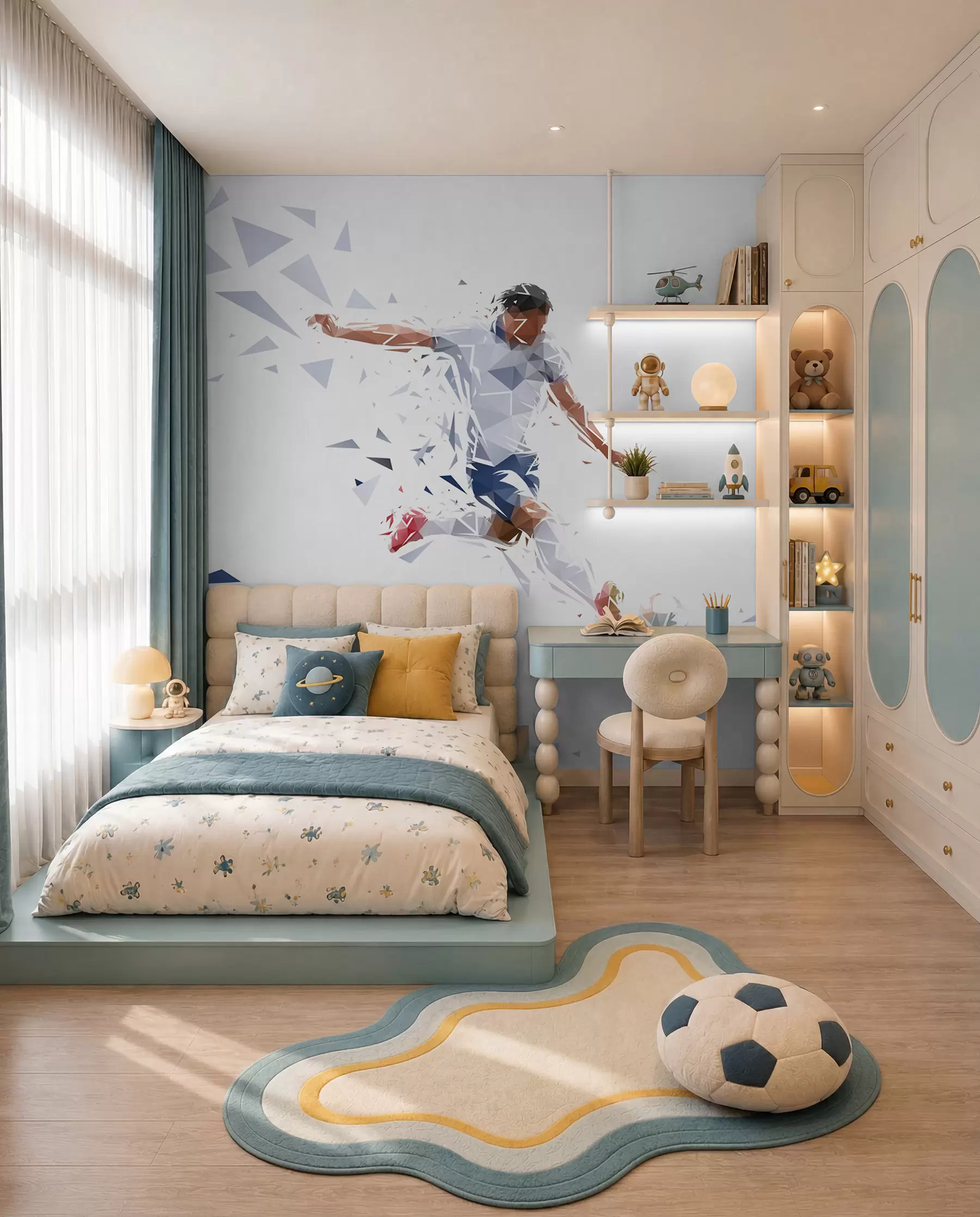 peintures murales Football en formes anguleuses w03289