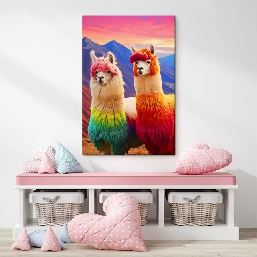 wall murals Cheerful rainbow llamas s43262