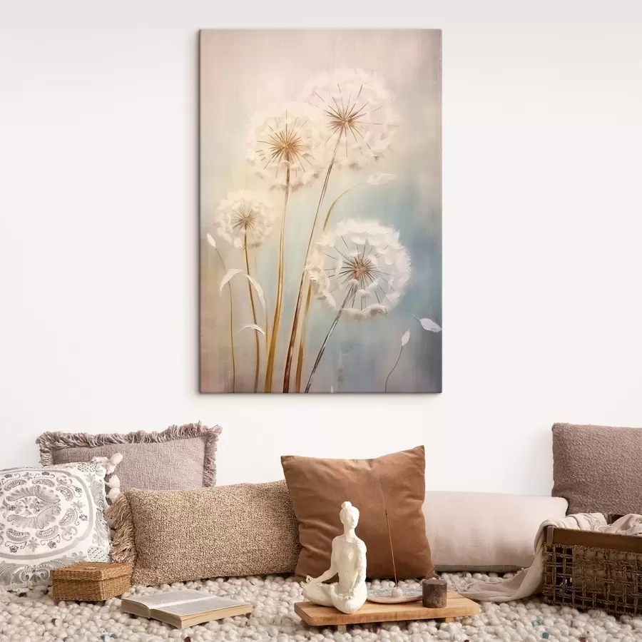 wall murals Delicate dandelions on a pastel background s43279
