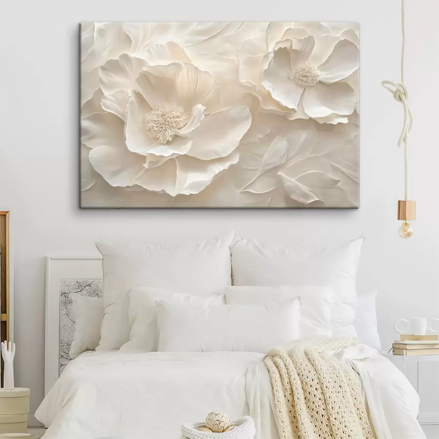 wall murals Large airy white peonies s43312