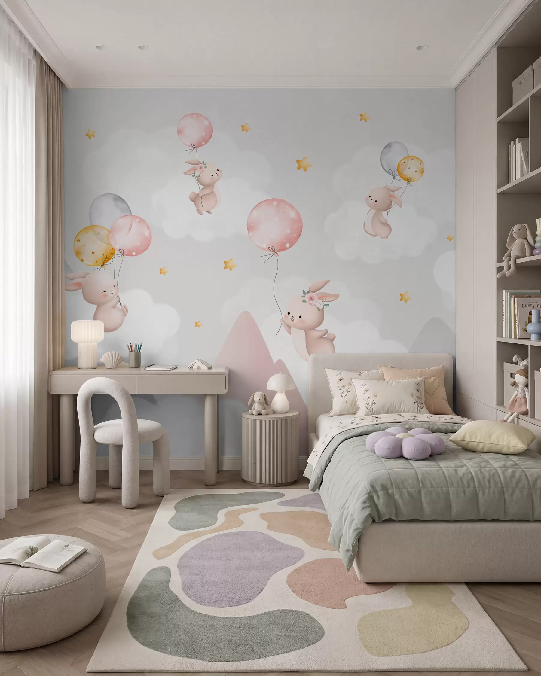 Wall Mural Photo Wallpaper Bunnies above the Mountains w03375