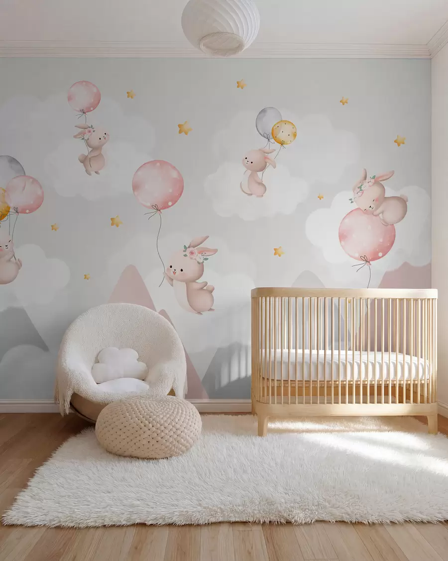 Wall Mural Photo Wallpaper Bunnies above the Mountains w03375