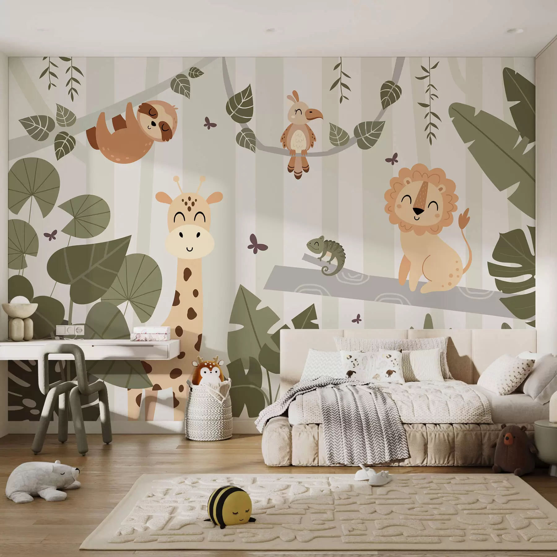 Wall Mural Photo Wallpaper Landscape with tropical animals w03376