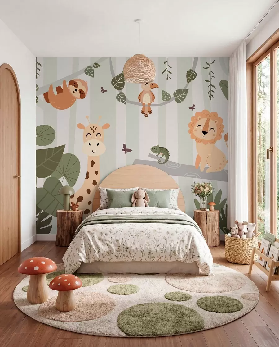 murales Paisaje con animales tropicales w03376