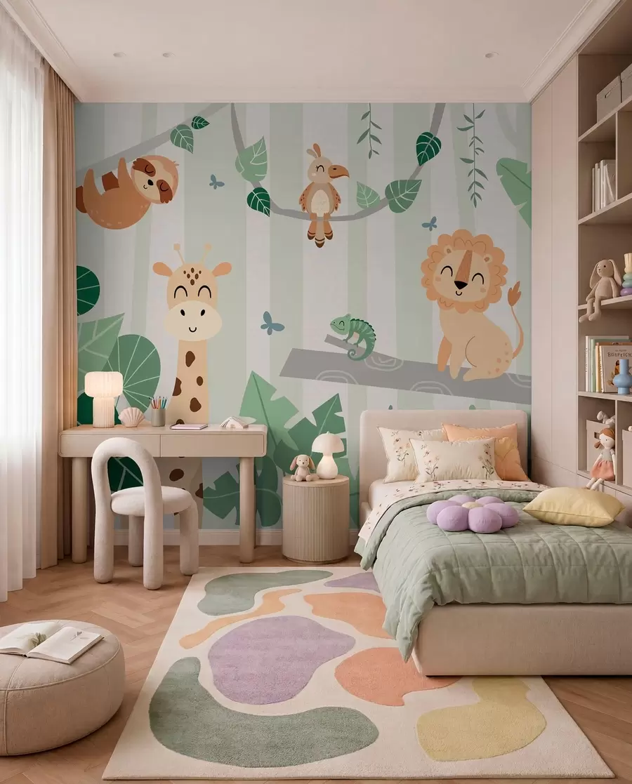 peintures murales Amis du safari dans les arbres w03376v1