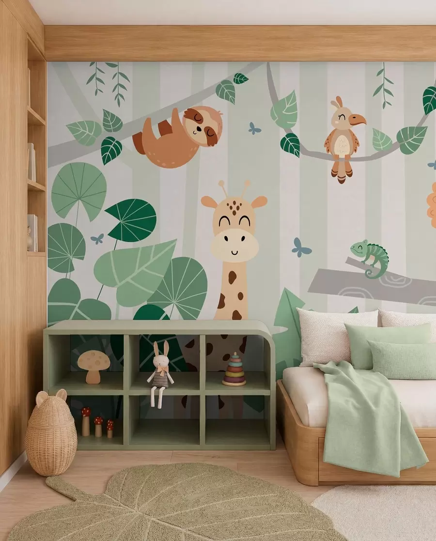 peintures murales Paysage avec animaux tropicaux w03376v1
