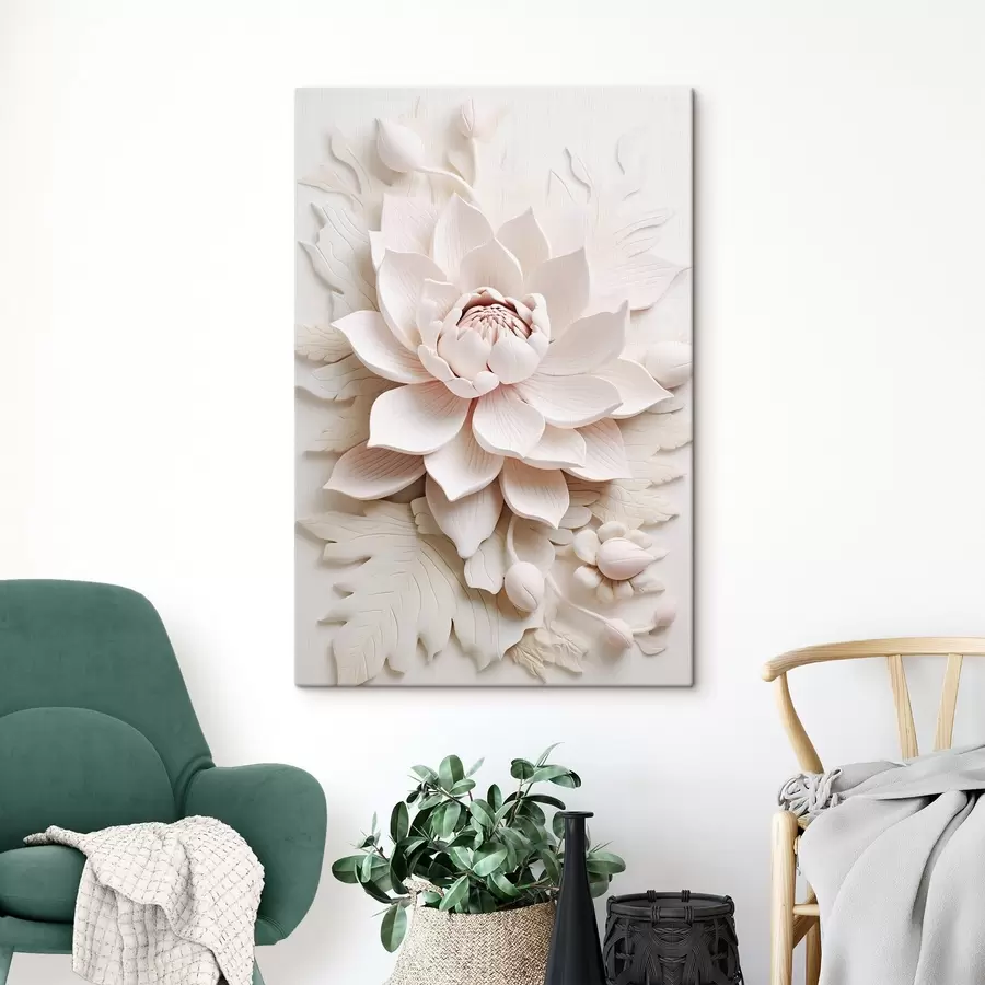 murales Gran flor de loto en bajorrelieve s43335