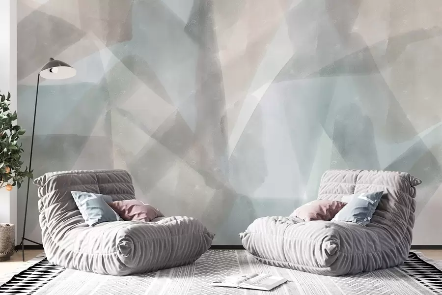 Wall Mural Photo Wallpaper Abstract geometric shapes with a watercolor effect, soft pastel colors w08919