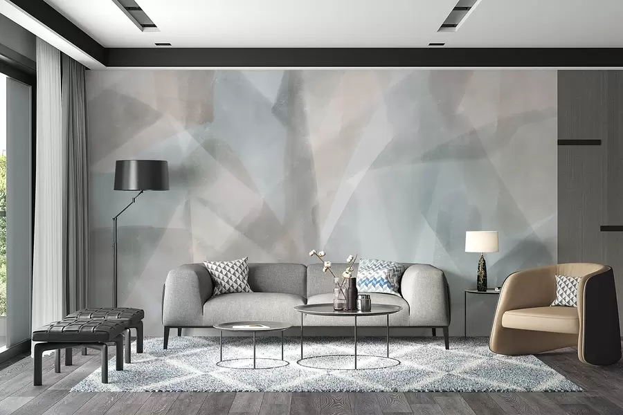 murales Formas geométricas abstractas con efecto acuarela, suaves colores pastel w08919