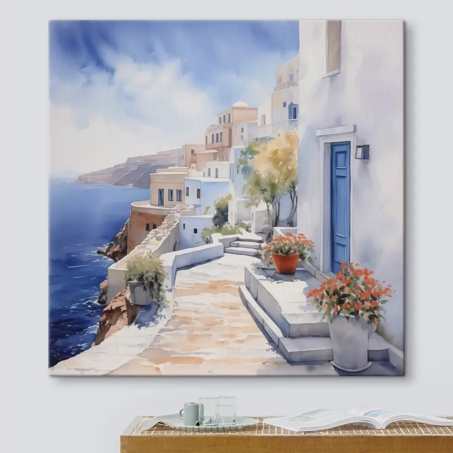 wall murals Houses by the sea imitation of watercolor s43346