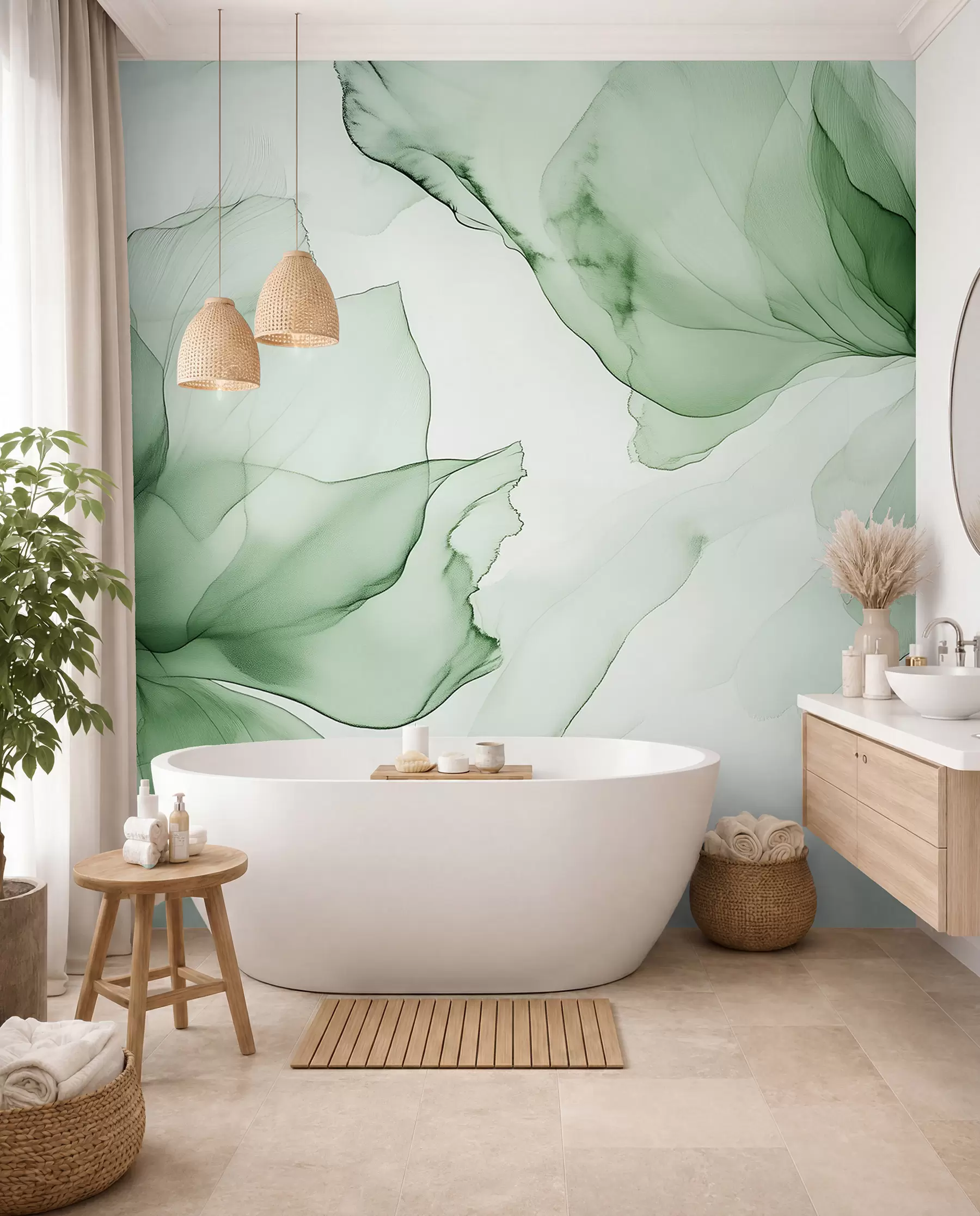 wall murals Blossoms in Emerald w03406
