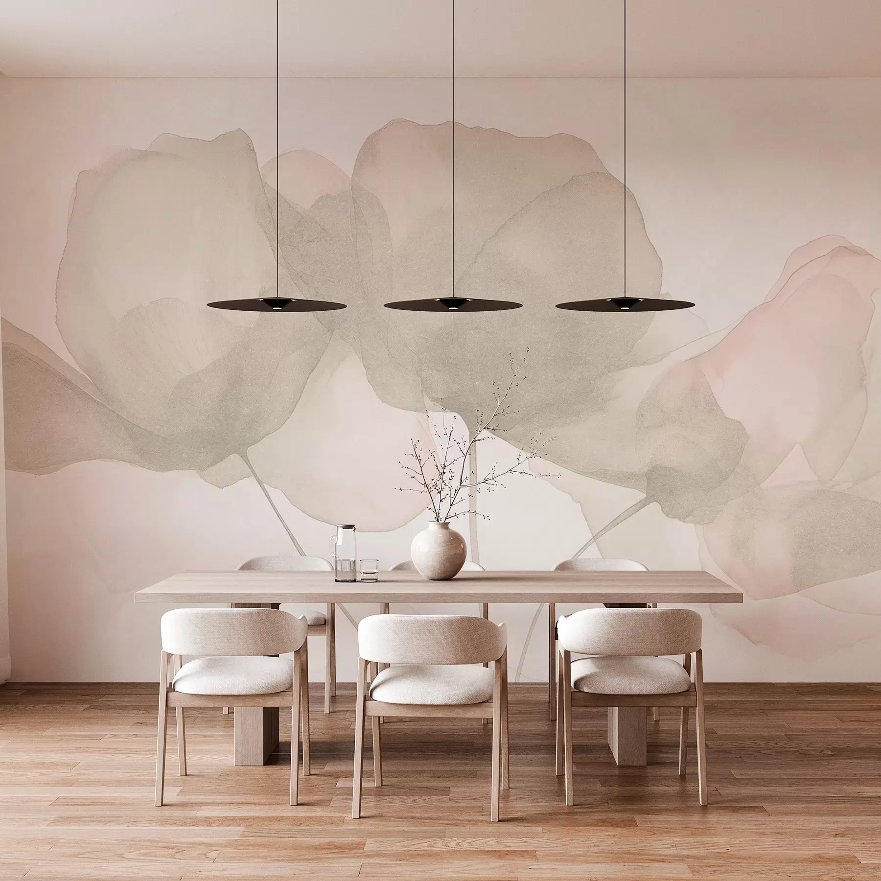 Wall Mural Photo Wallpaper Beautiful flowers, soft pastel, minimalism, natural, rustic, beige and pink w03407v1