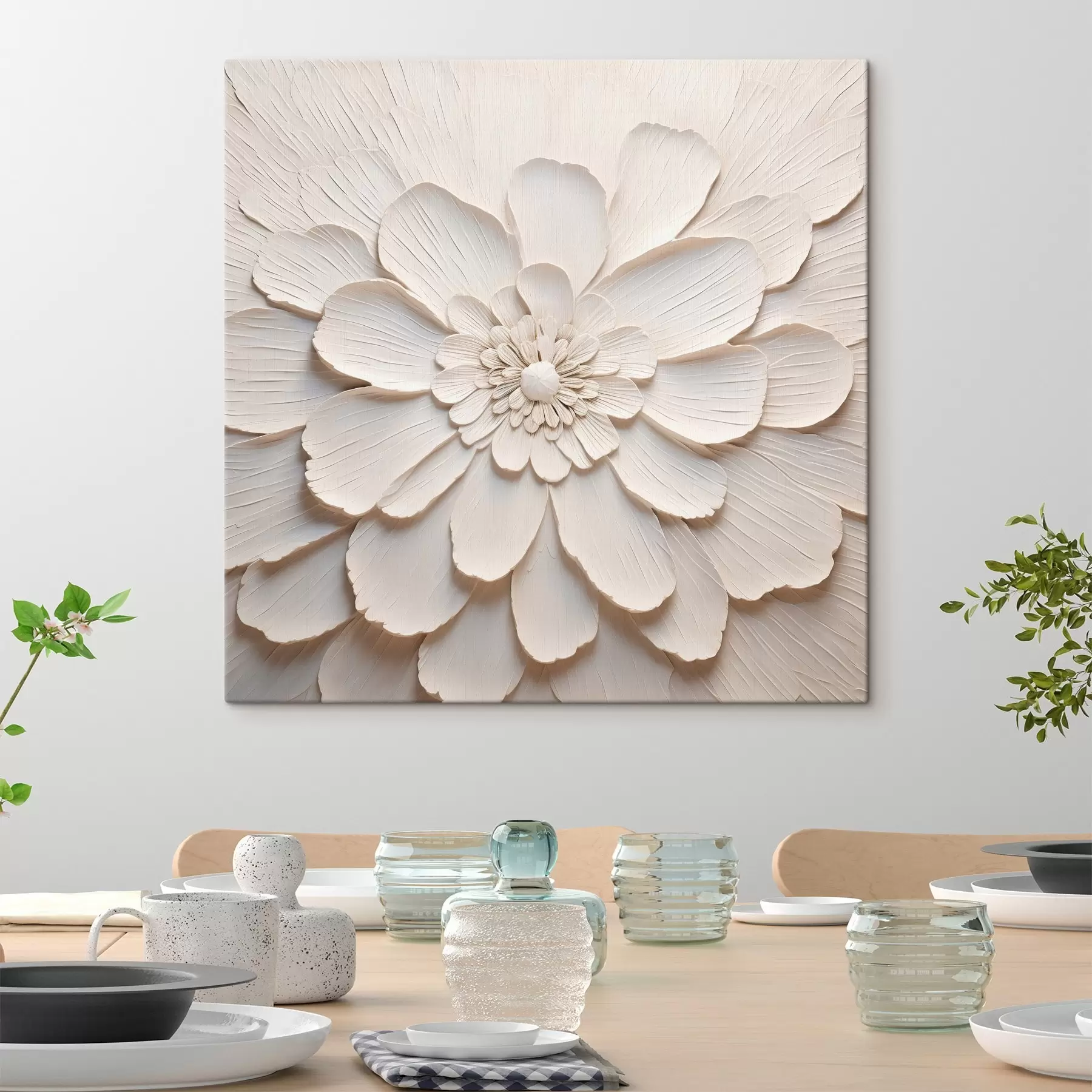 murales Gran flor blanca con pétalos voluminosos s43364