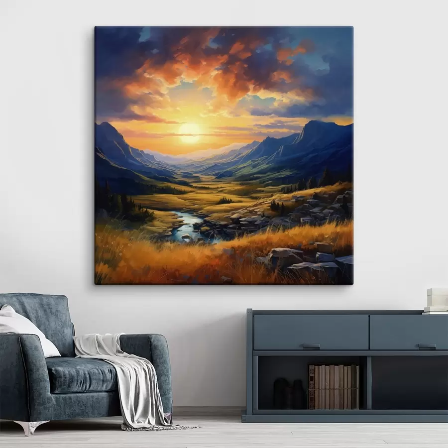 wall murals Mountain landscape at sunset s43378