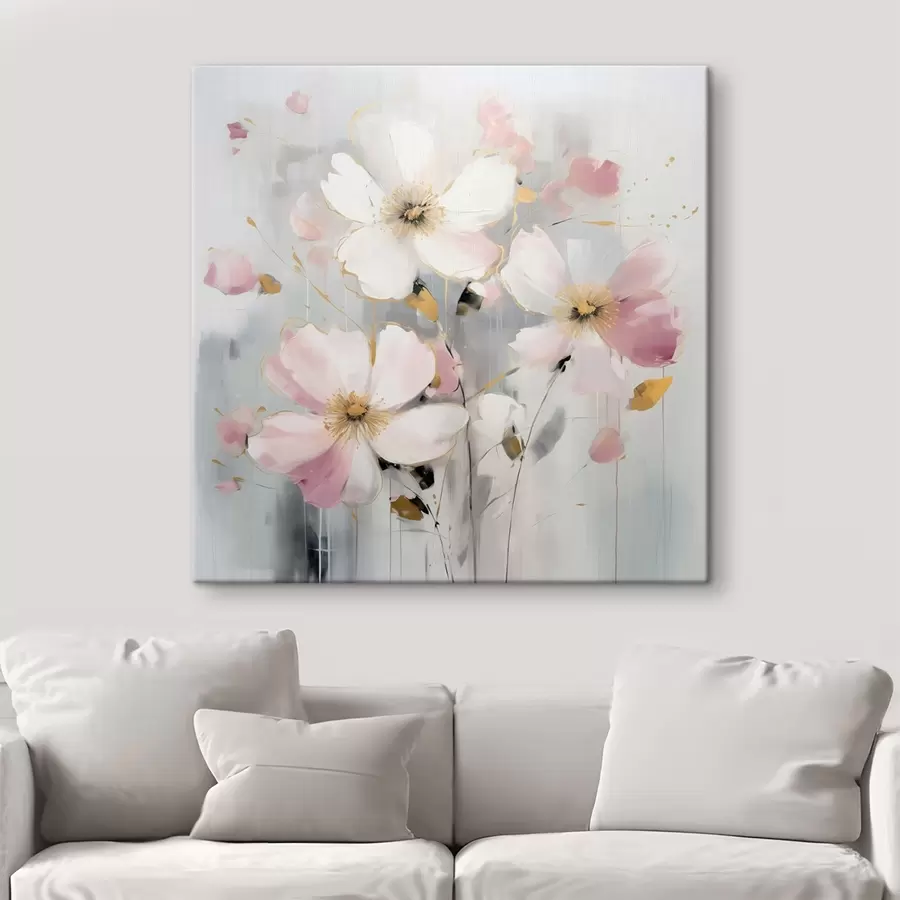 wall murals Flowers in soft tones with large brushstrokes in painting style s43380