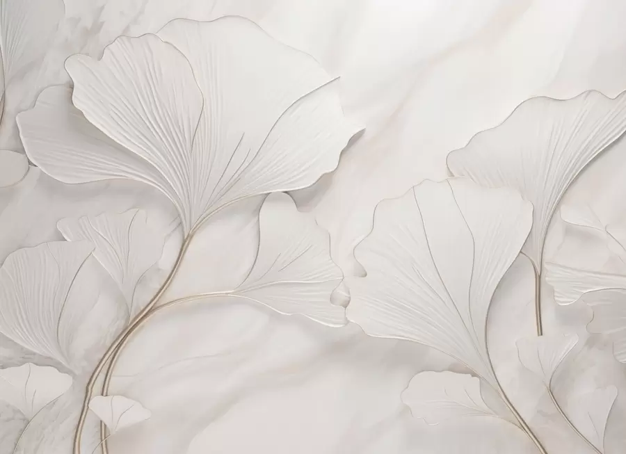 peintures murales Feuilles pastel sur fond de marbre w03440