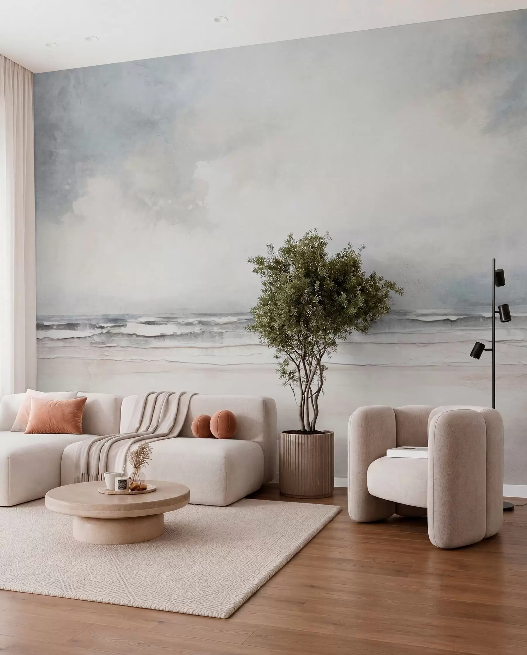 wall murals Silver Sea Horizon w03441