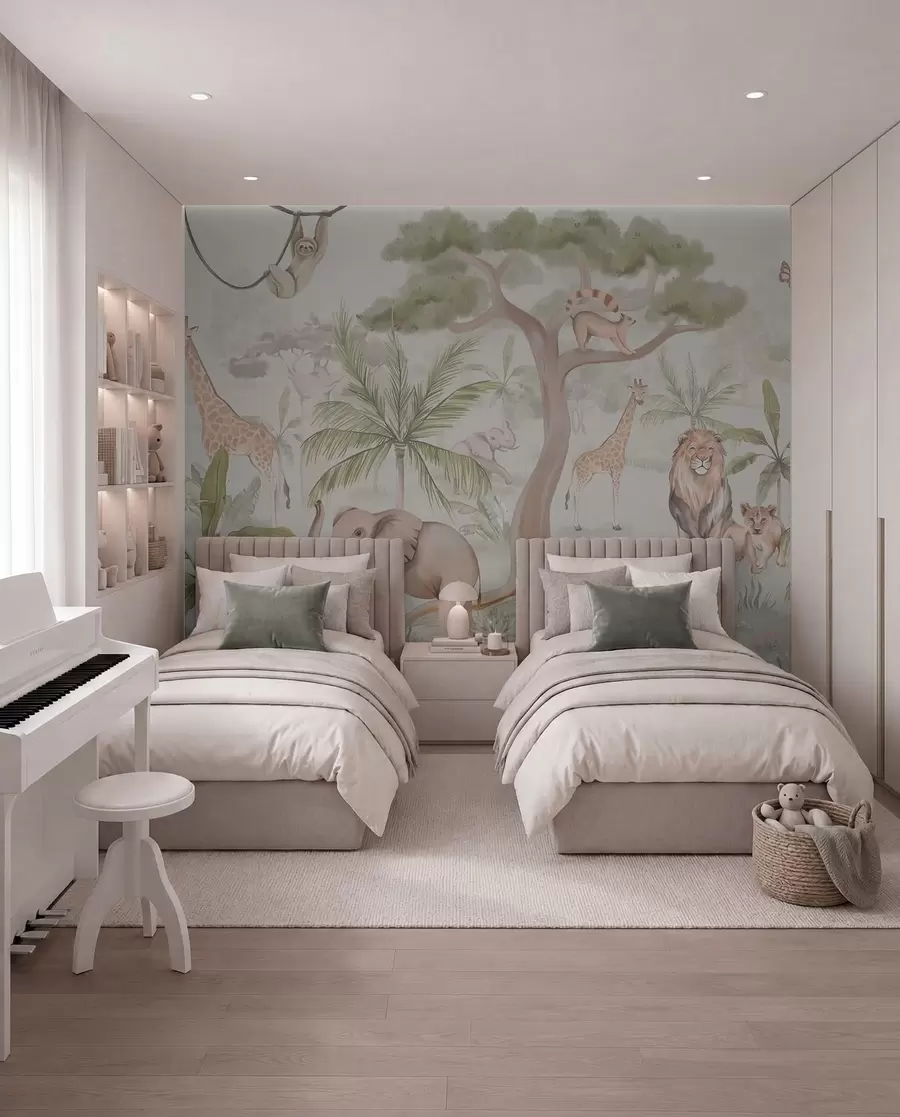 murales Panorama de selva con animales w03444