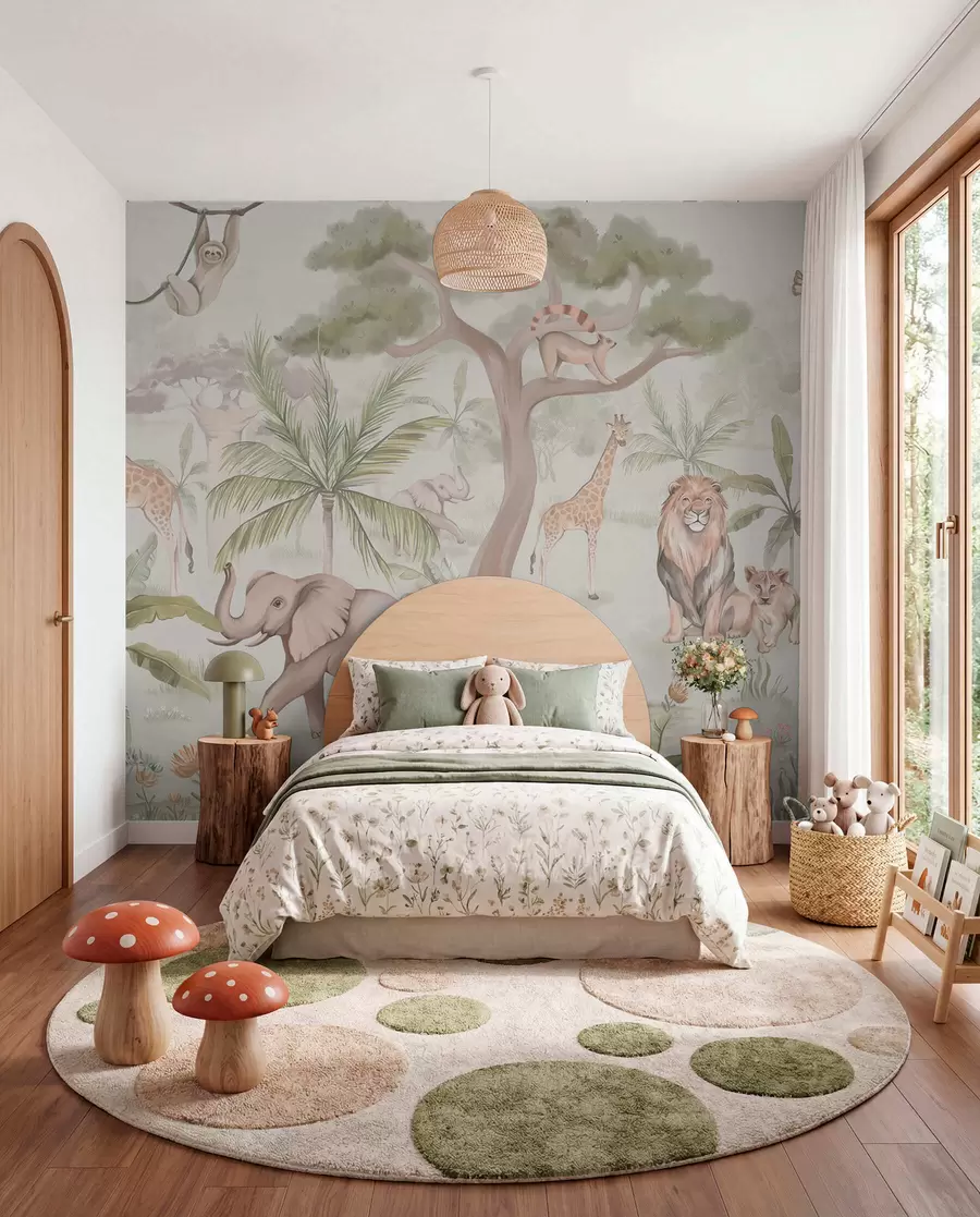 murales Panorama de selva con animales w03444